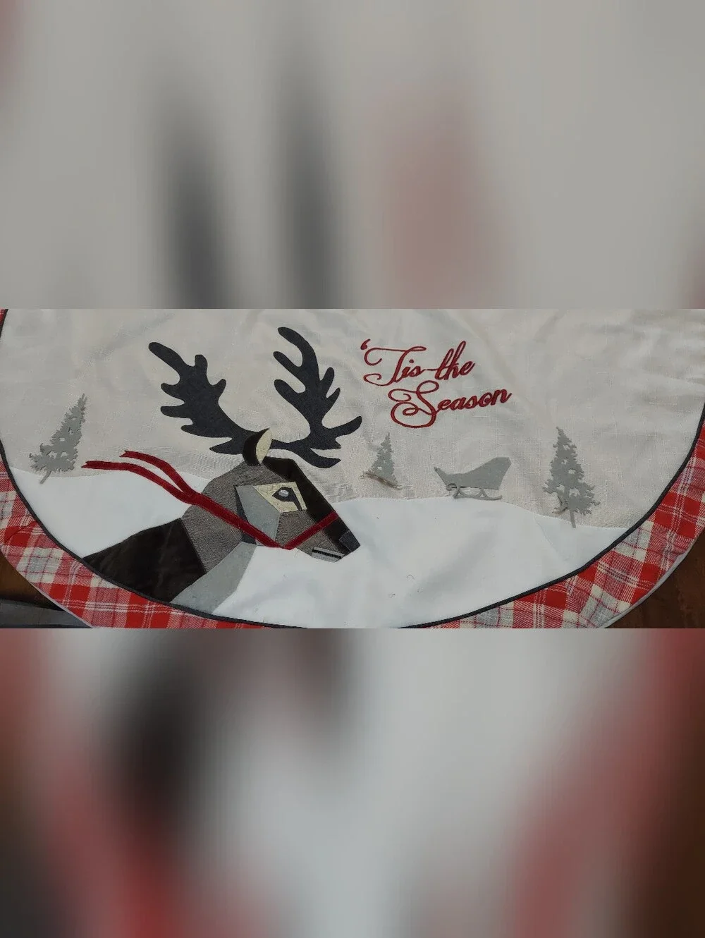 Hobby Lobby Cream and Red Reindeer Tree Skirt